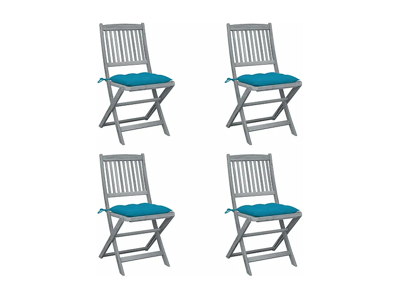 Chaises pliables d'extérieur 4 pcs avec coussins Bois d'acacia