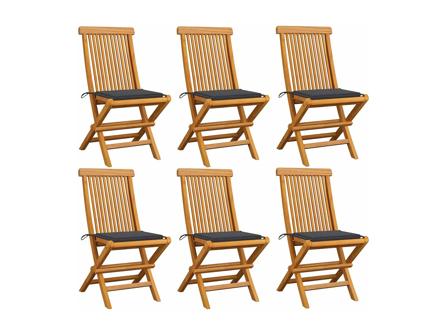 Chaises de jardin avec coussins anthracite 6 pcs Bois de teck