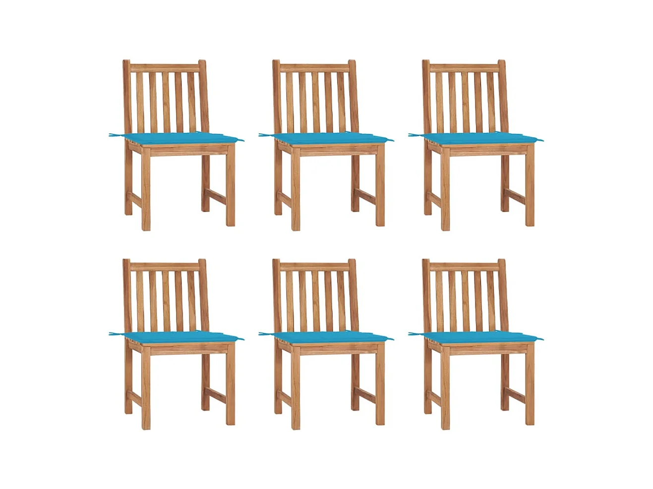 Chaises de jardin 6 pcs avec coussins Bois de teck massif
