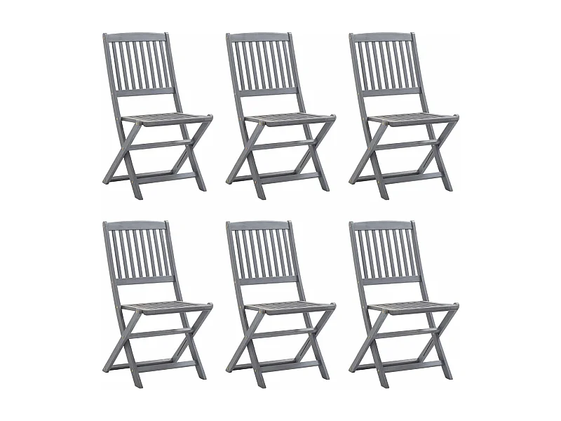 Chaises pliables d'extérieur 6 pcs Bois d'acacia solide