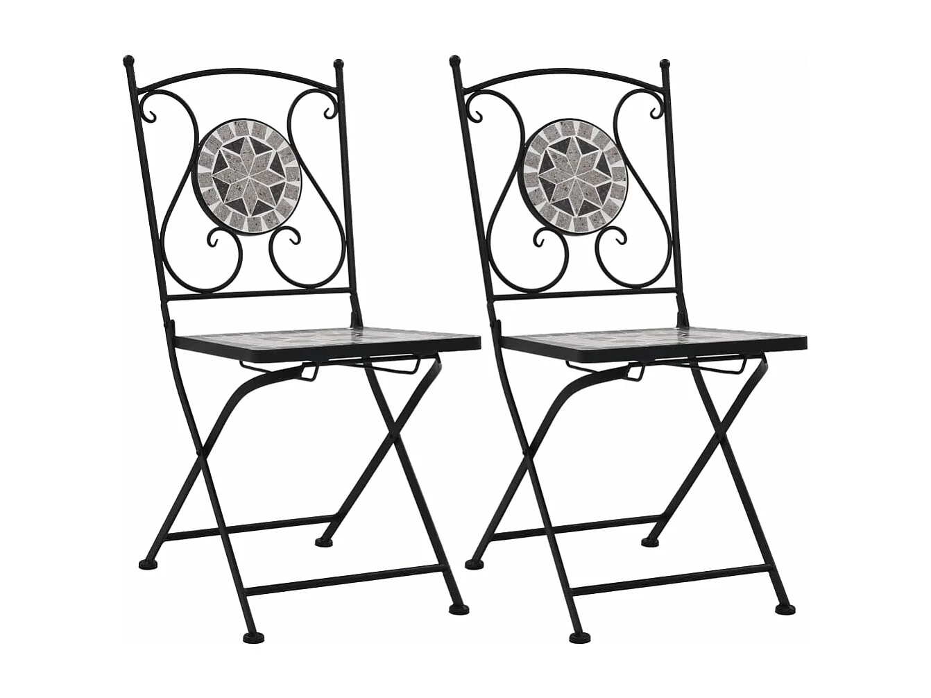 Chaises de bistrot mosaïque 2 pcs Gris