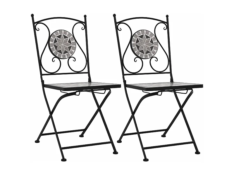 Chaises de bistrot mosaïque 2 pcs Gris