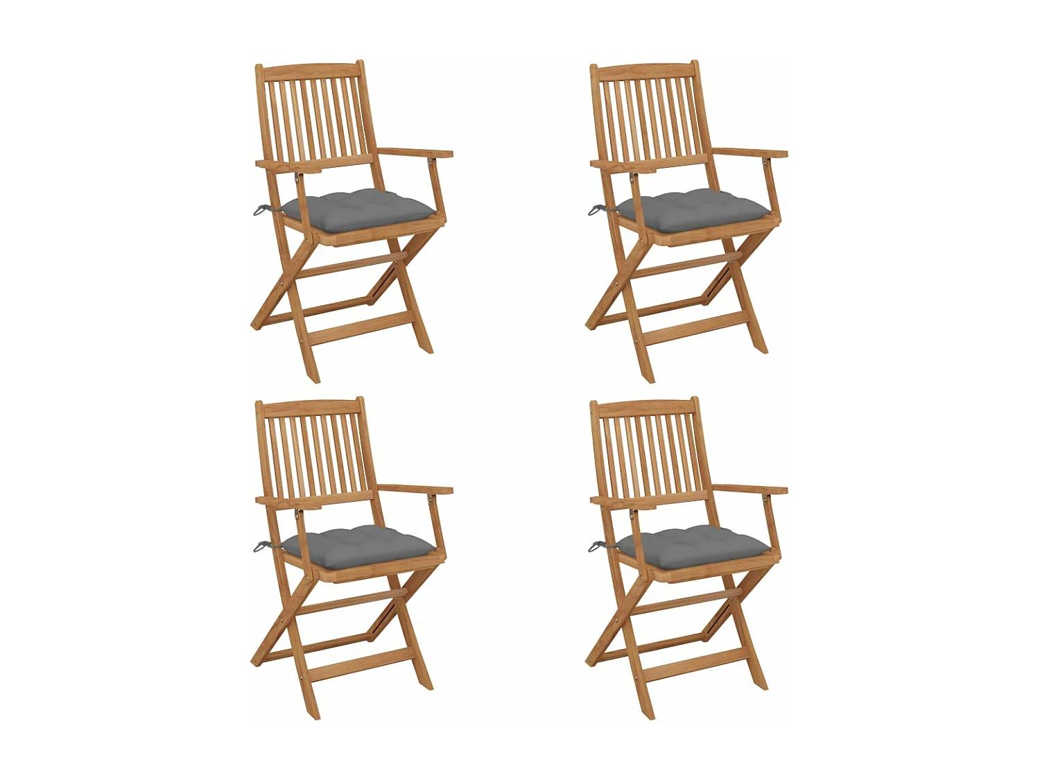Chaises pliables de jardin 4 pcs avec coussins Bois d'acacia