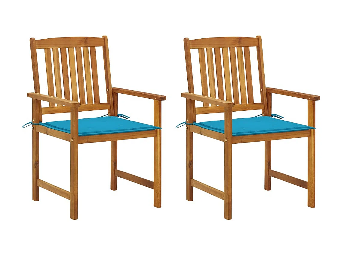 Chaises de jardin avec coussins 2 pcs Bois d'acacia massif