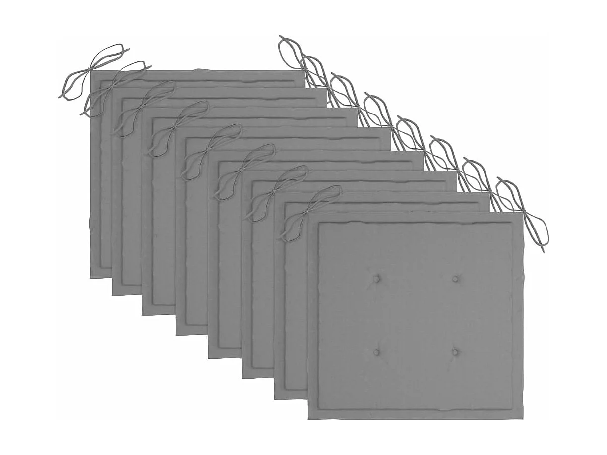 Chaises de jardin empilables avec coussins 8 pcs Teck solide