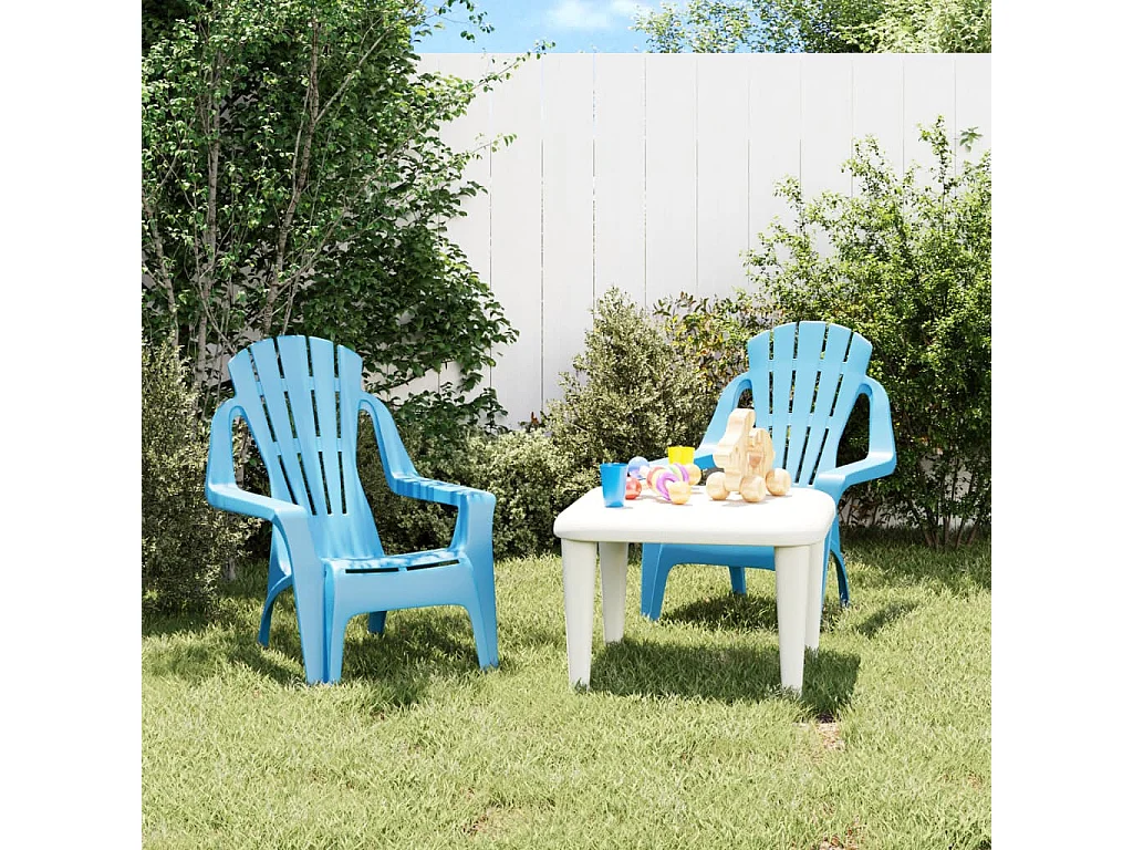 Tuinstoelen voor kinderen set van 2 blauw 37x34x44 cm PP