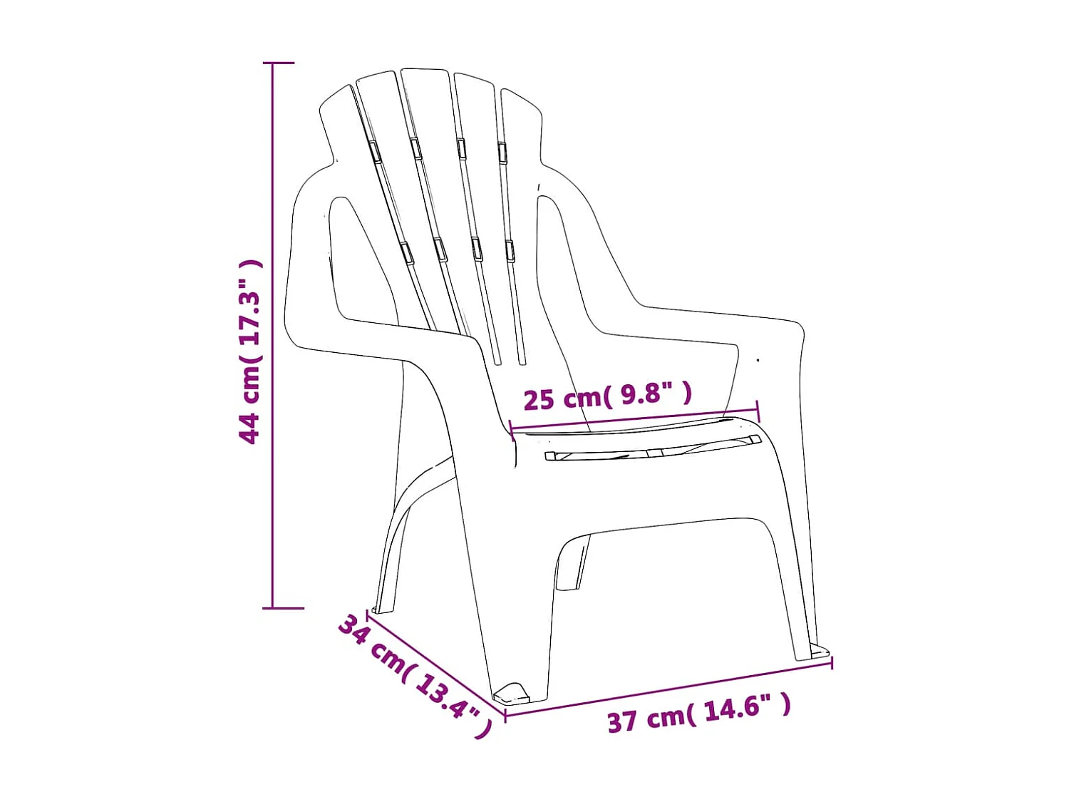 Tuinstoelen voor kinderen set van 2 blauw 37x34x44 cm PP