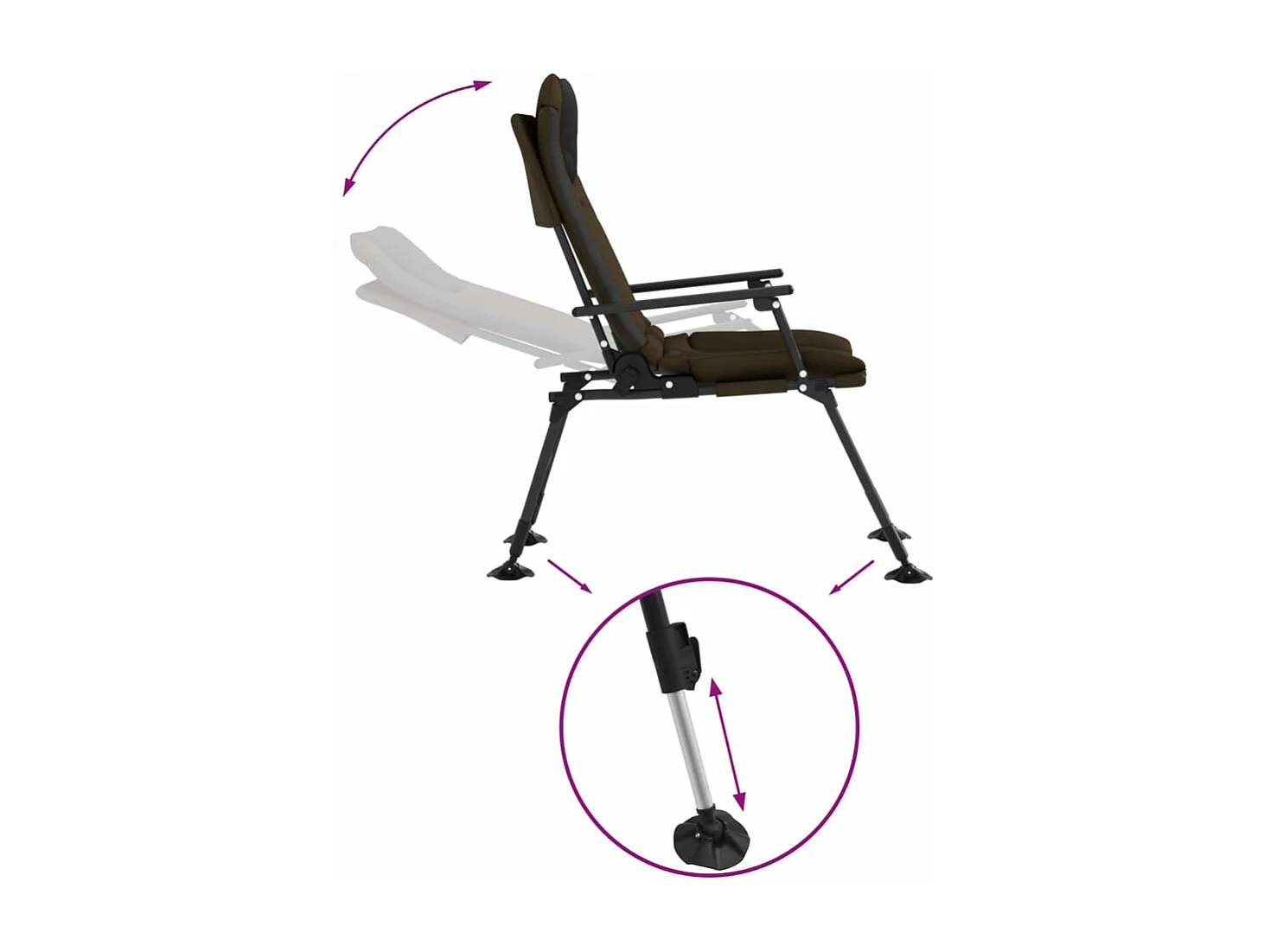 Chaise de pêche avec accoudoir pliable taupe