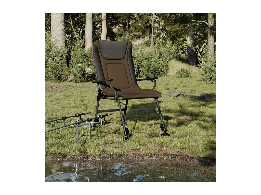 Chaise de pêche avec accoudoir pliable taupe