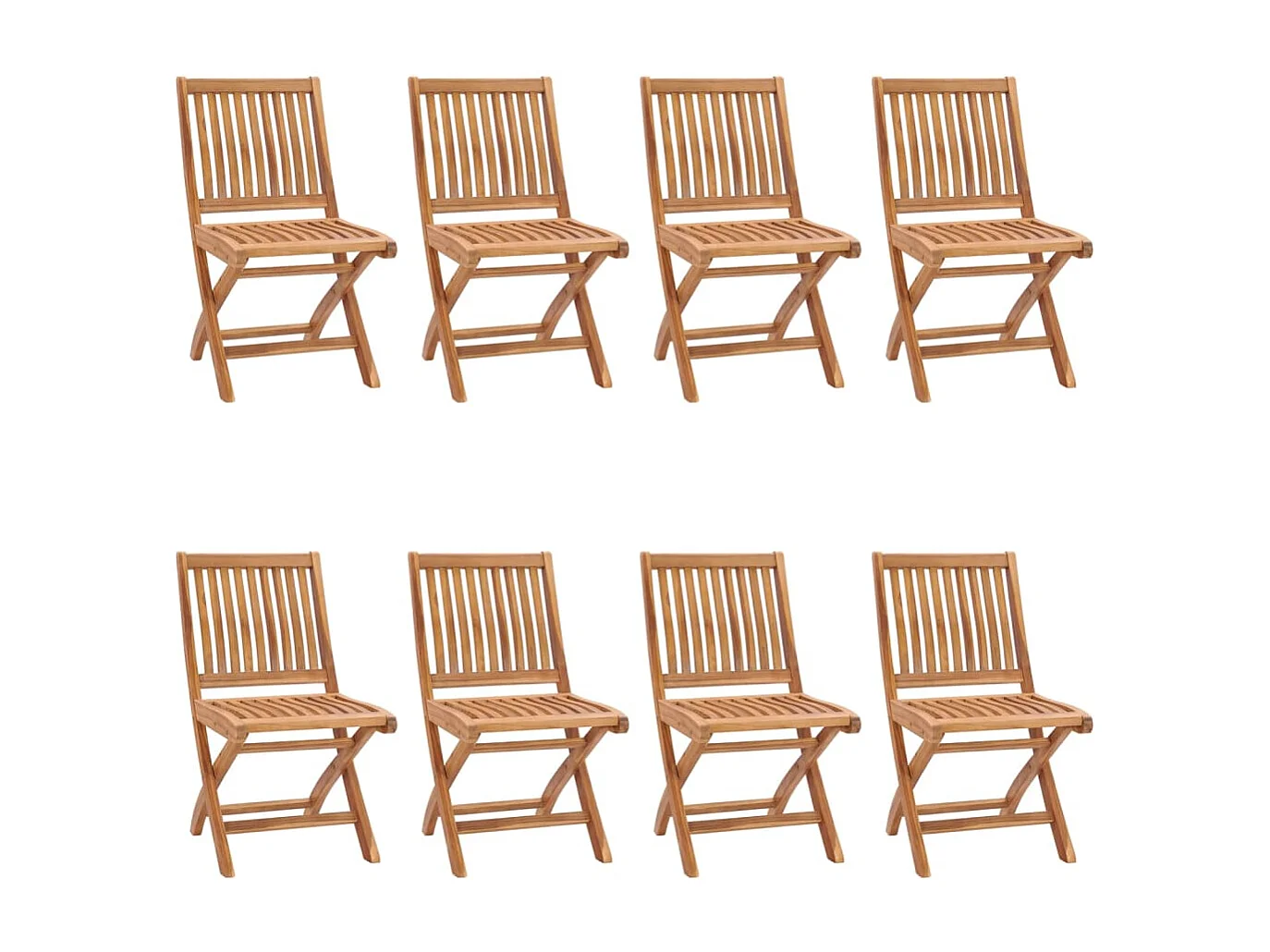 Chaises pliables de jardin avec coussins 8 pcs Teck solide