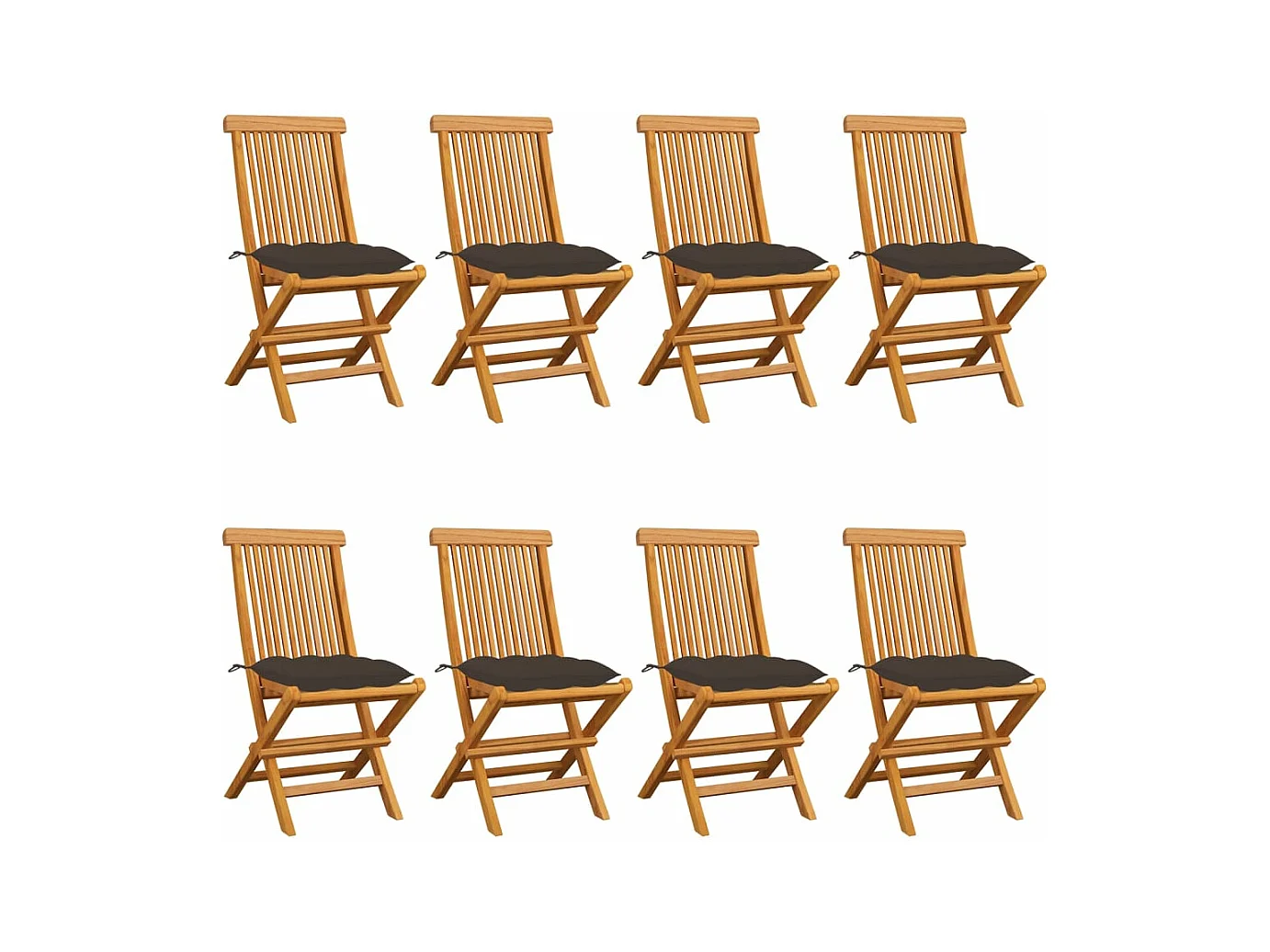 Chaises de jardin avec coussins taupe 8 pcs Bois de teck massif