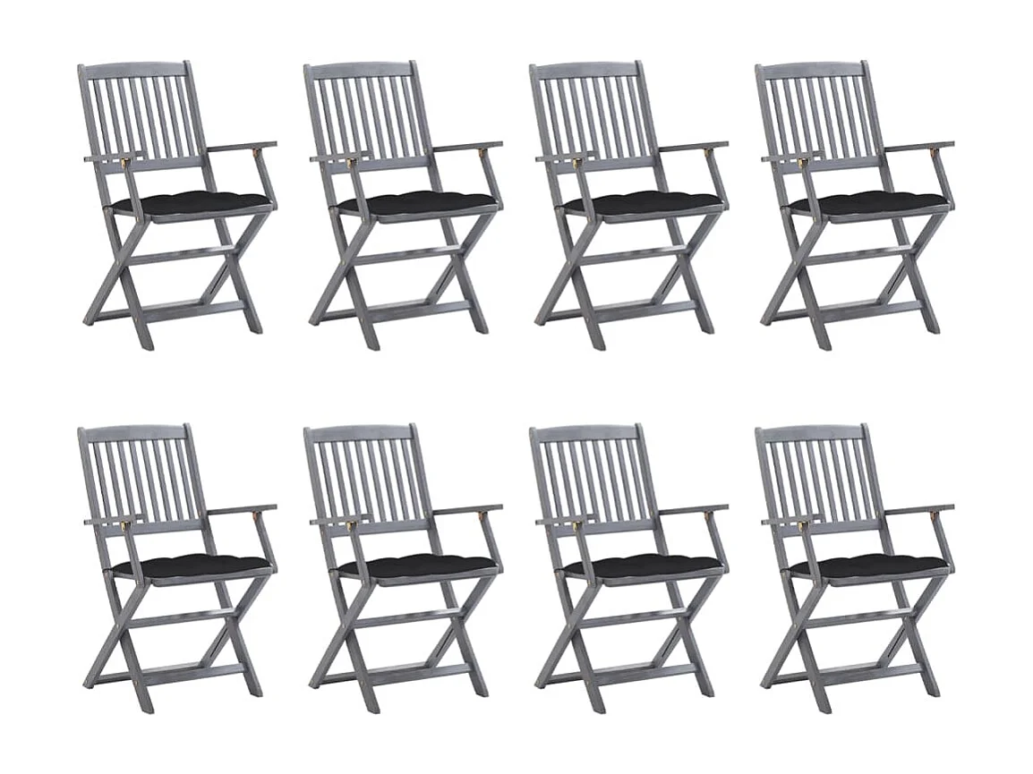 Outdoor-Klappstühle 8 Stück mit Kissen aus Akazienholz