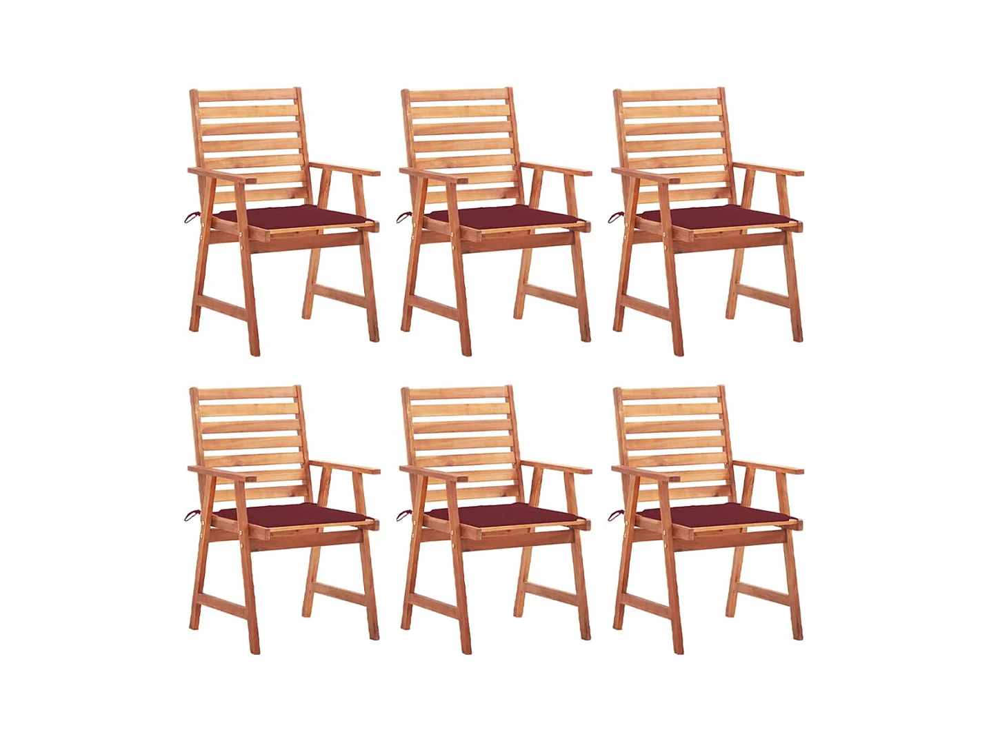 Chaises à dîner d'extérieur 6 pcs avec coussins Acacia massif