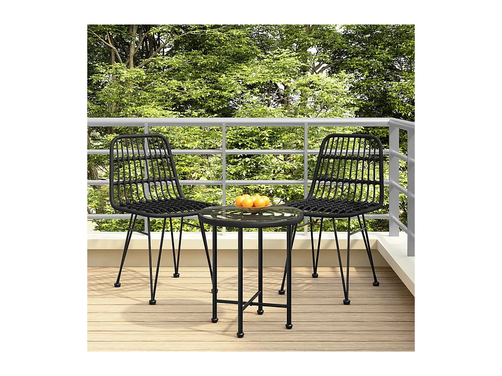 Set di 2 sedie da giardino Nero 48x62x84 cm Resina intrecciata
