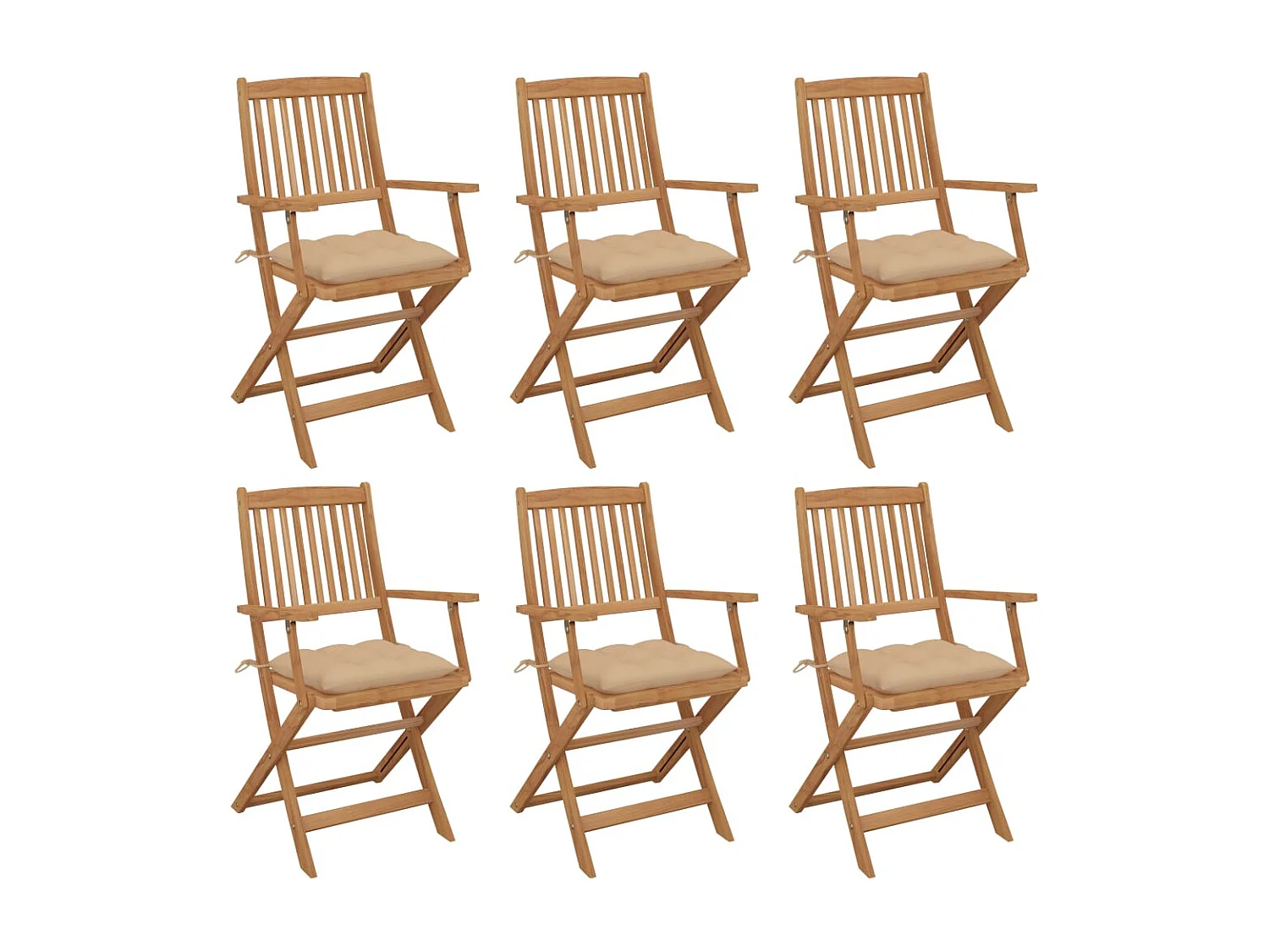 Chaises pliables de jardin 6 pcs avec coussins Bois d'acacia
