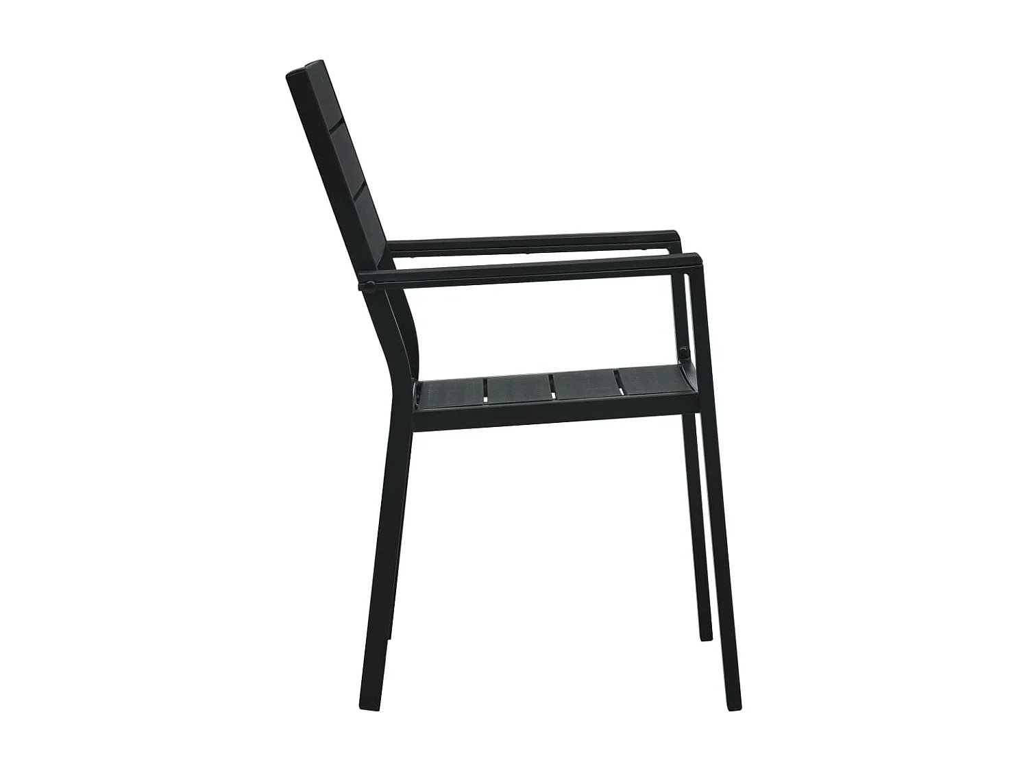 Chaises de jardin 4 pcs Noir PEHD Aspect de bois