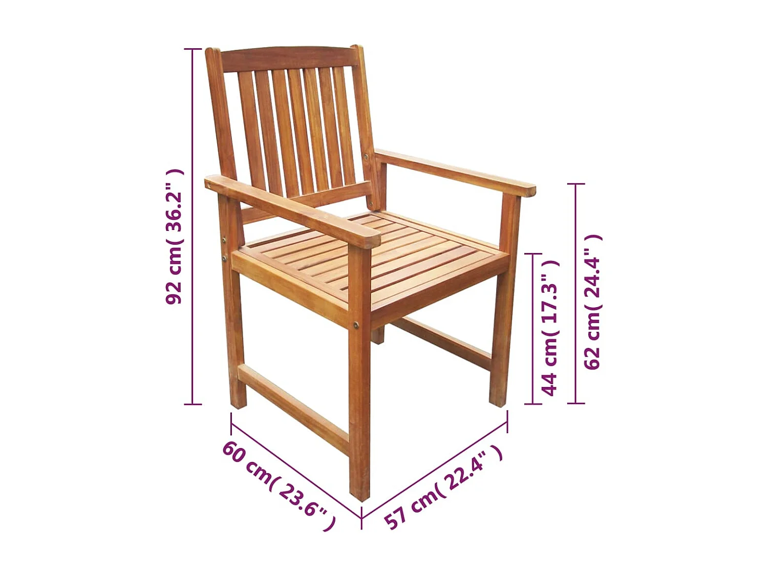 Chaises de jardin 2 pcs Bois d'acacia massif Marron