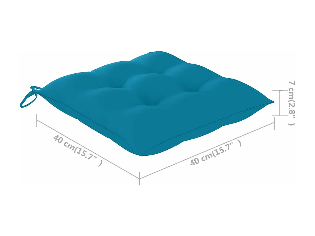 Gartenstühle 2 Stück mit hellblauen Kissen Massives Teakholz