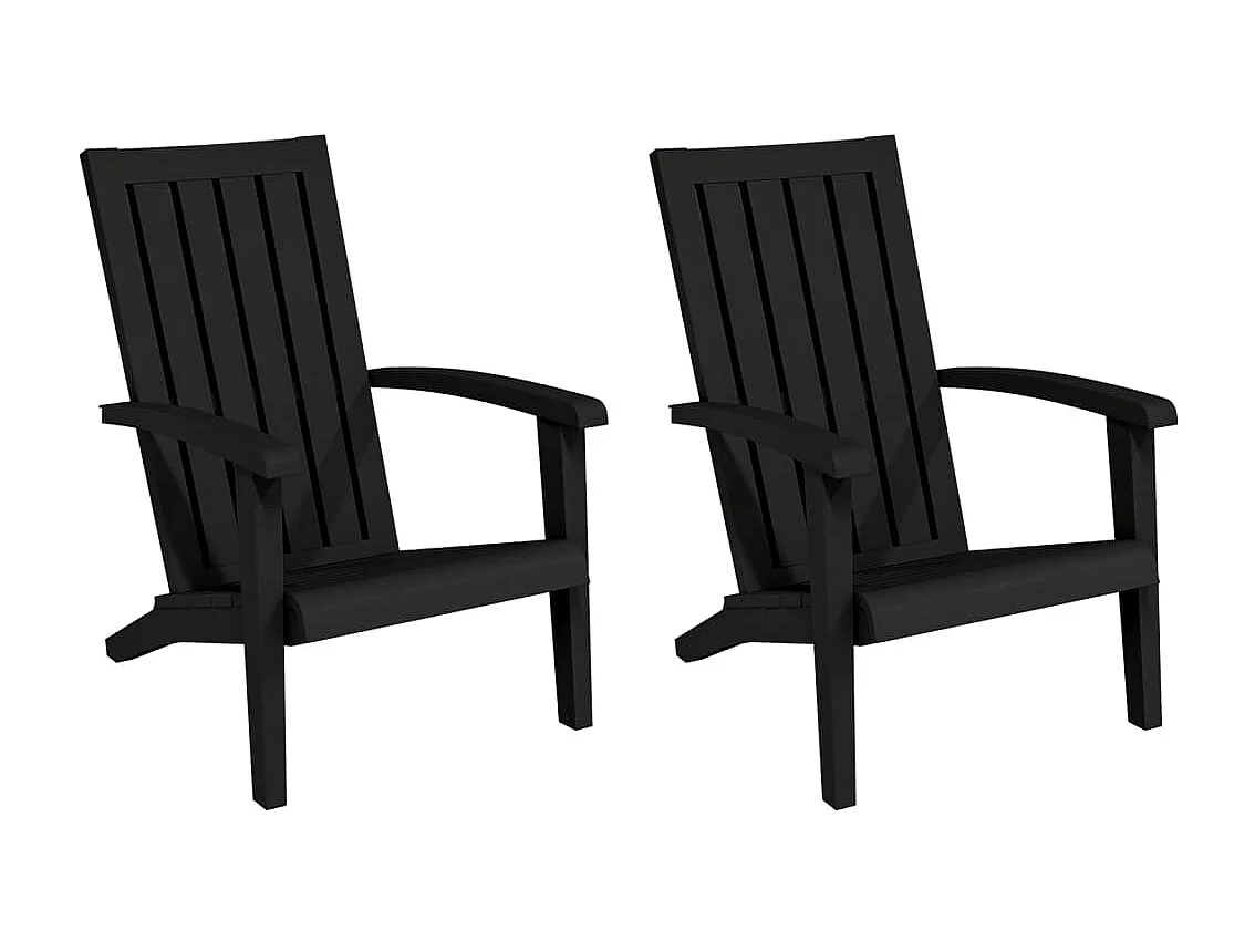 Chaises de jardin Adirondack lot de 2 noir polypropylène