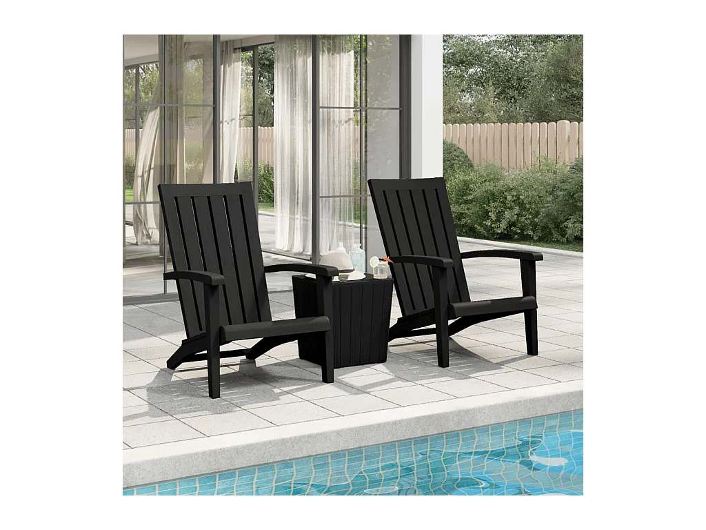 Adirondack Gartenstühle 2er-Set aus schwarzem Polypropylen