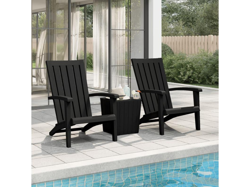 Adirondack Gartenstühle 2er-Set aus schwarzem Polypropylen