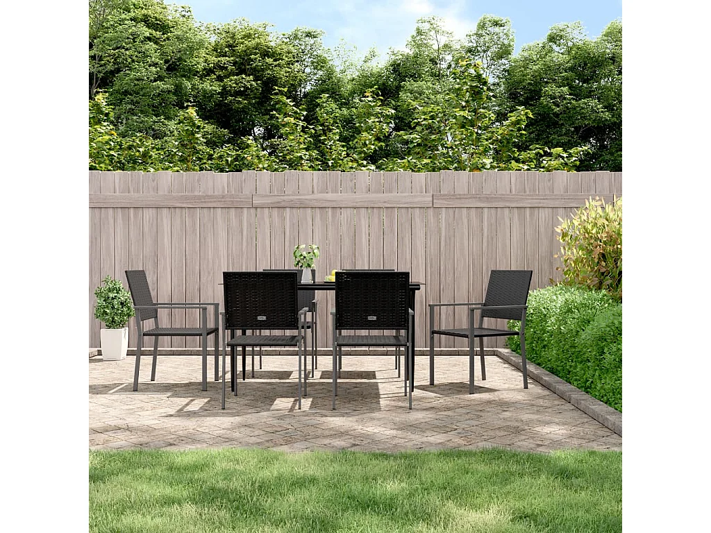 Chaises de jardin lot de 6 noir 54x62,5x89 cm résine tressée