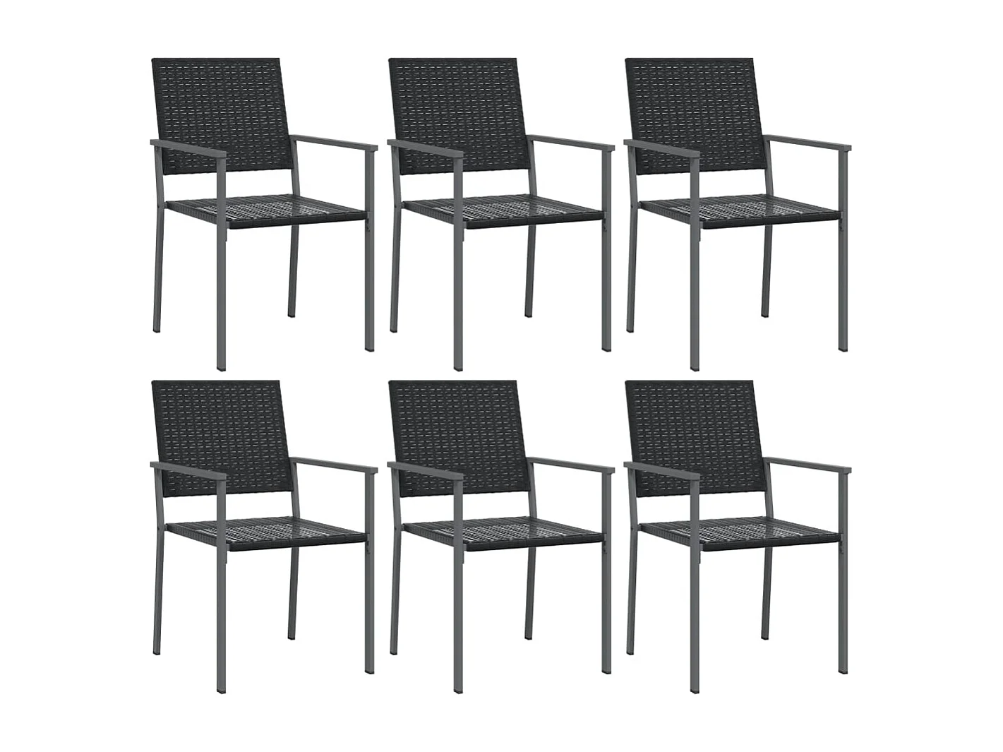 Chaises de jardin lot de 6 noir 54x62,5x89 cm résine tressée