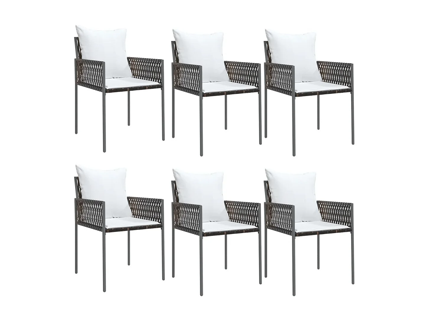 Chaises de jardin et coussins lot de 6 marron 54x61x83 cm rotin