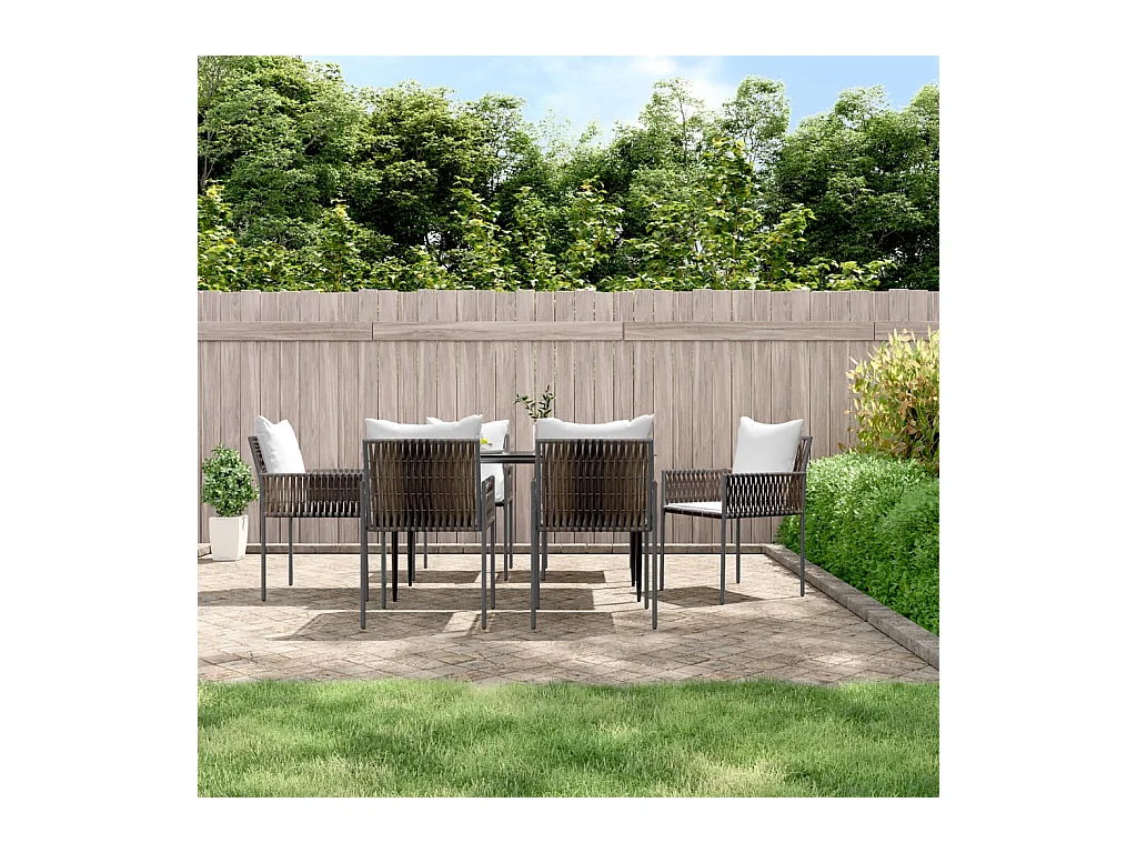 Chaises de jardin et coussins lot de 6 marron 54x61x83 cm rotin