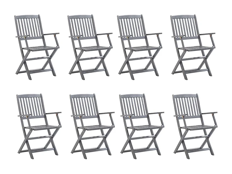 Chaises pliables d'extérieur 8 pcs Bois d'acacia solide