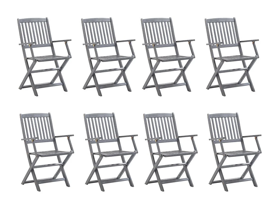 Chaises pliables d'extérieur 8 pcs Bois d'acacia solide