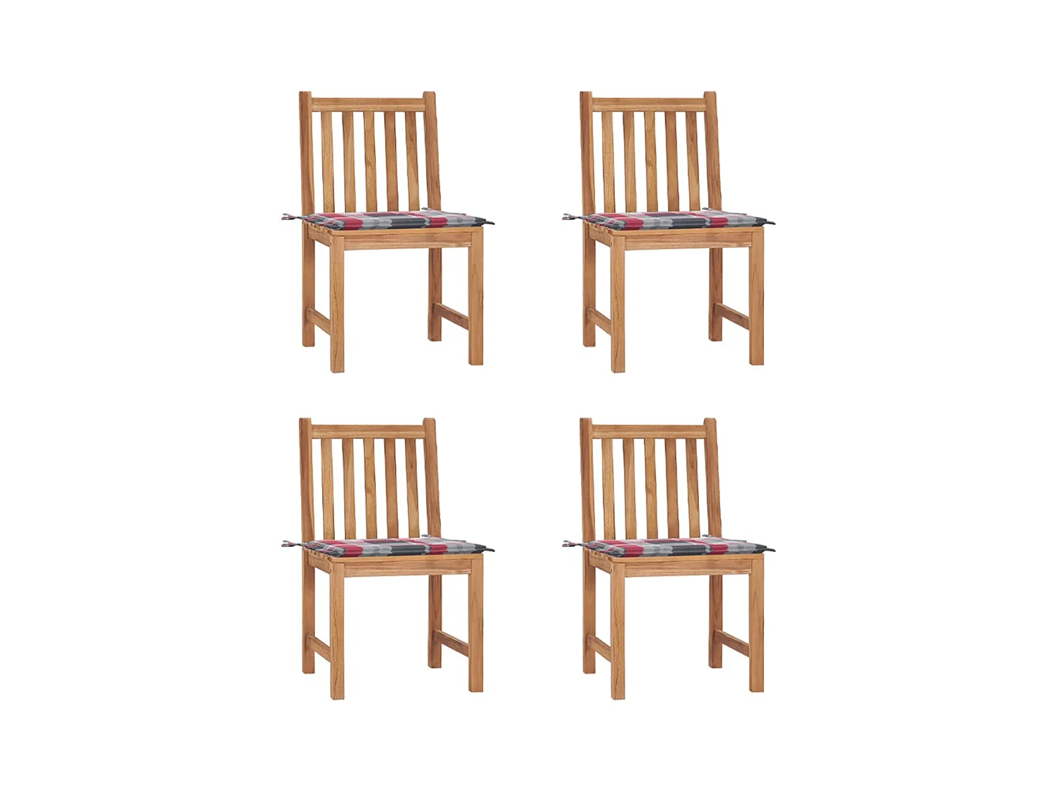 Chaises de jardin 4 pcs avec coussins Bois de teck massif