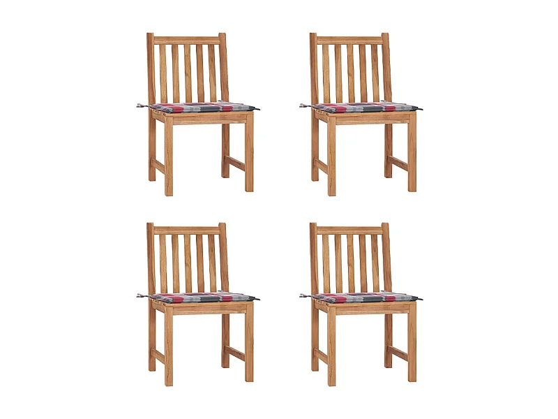 Chaises de jardin 4 pcs avec coussins Bois de teck massif