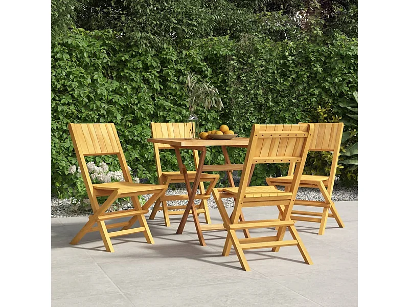Set di 4 sedie da giardino pieghevoli 47x61x90 cm in legno massello di teak