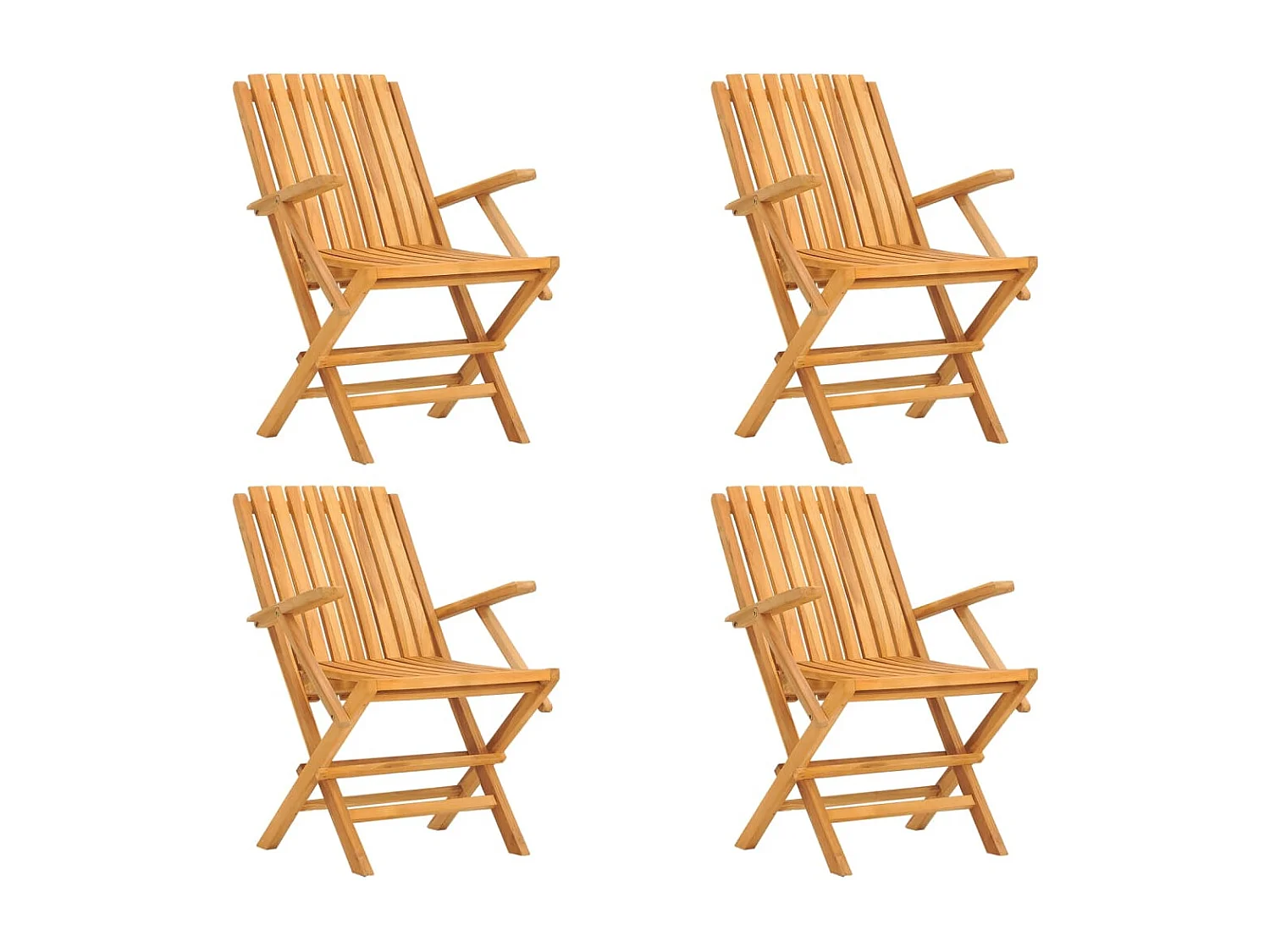 Set di 4 sedie da giardino pieghevoli 61x67x90 cm in legno massello di teak