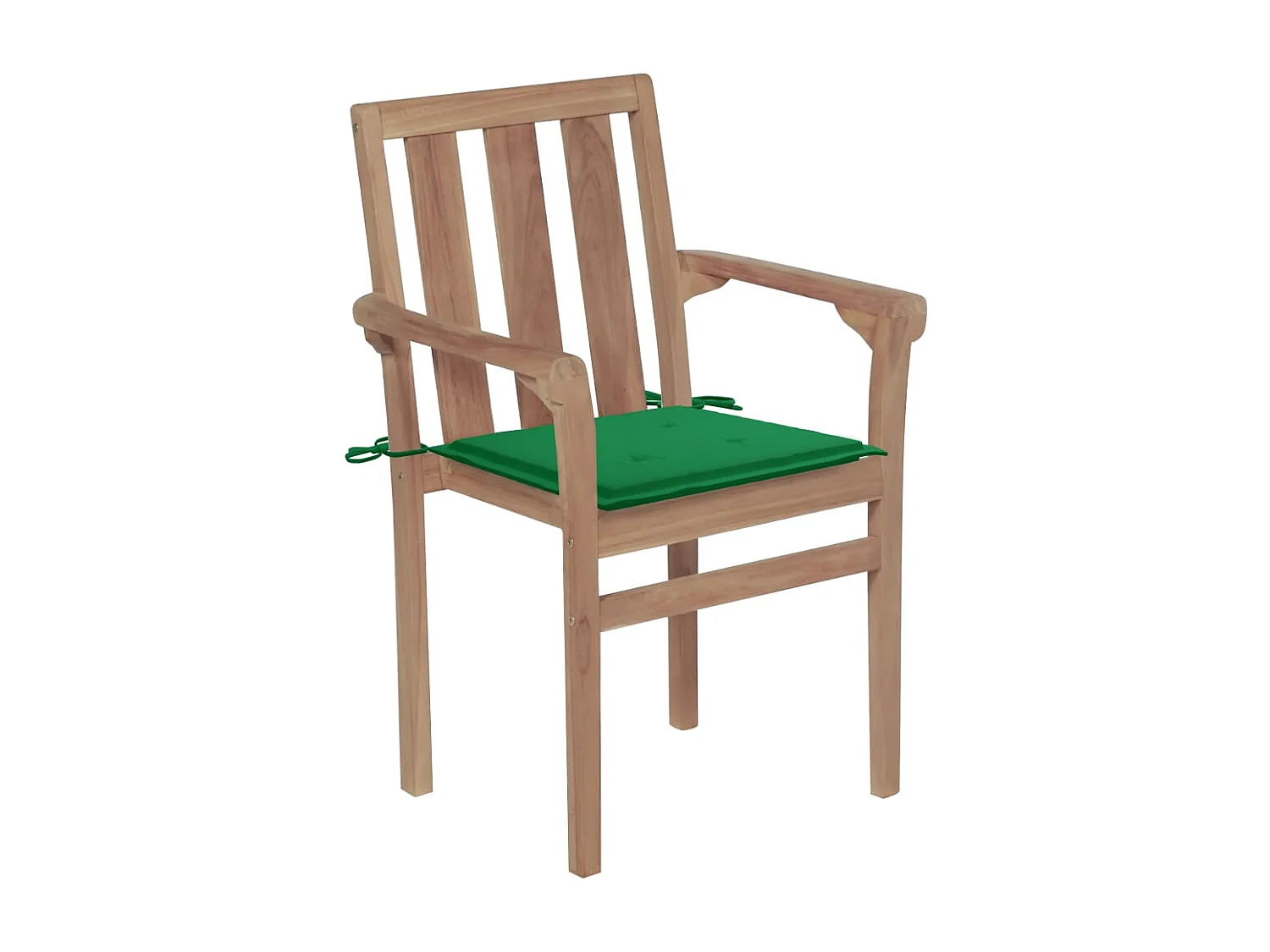 Chaises de jardin 2 pcs avec coussins vert Bois de teck massif