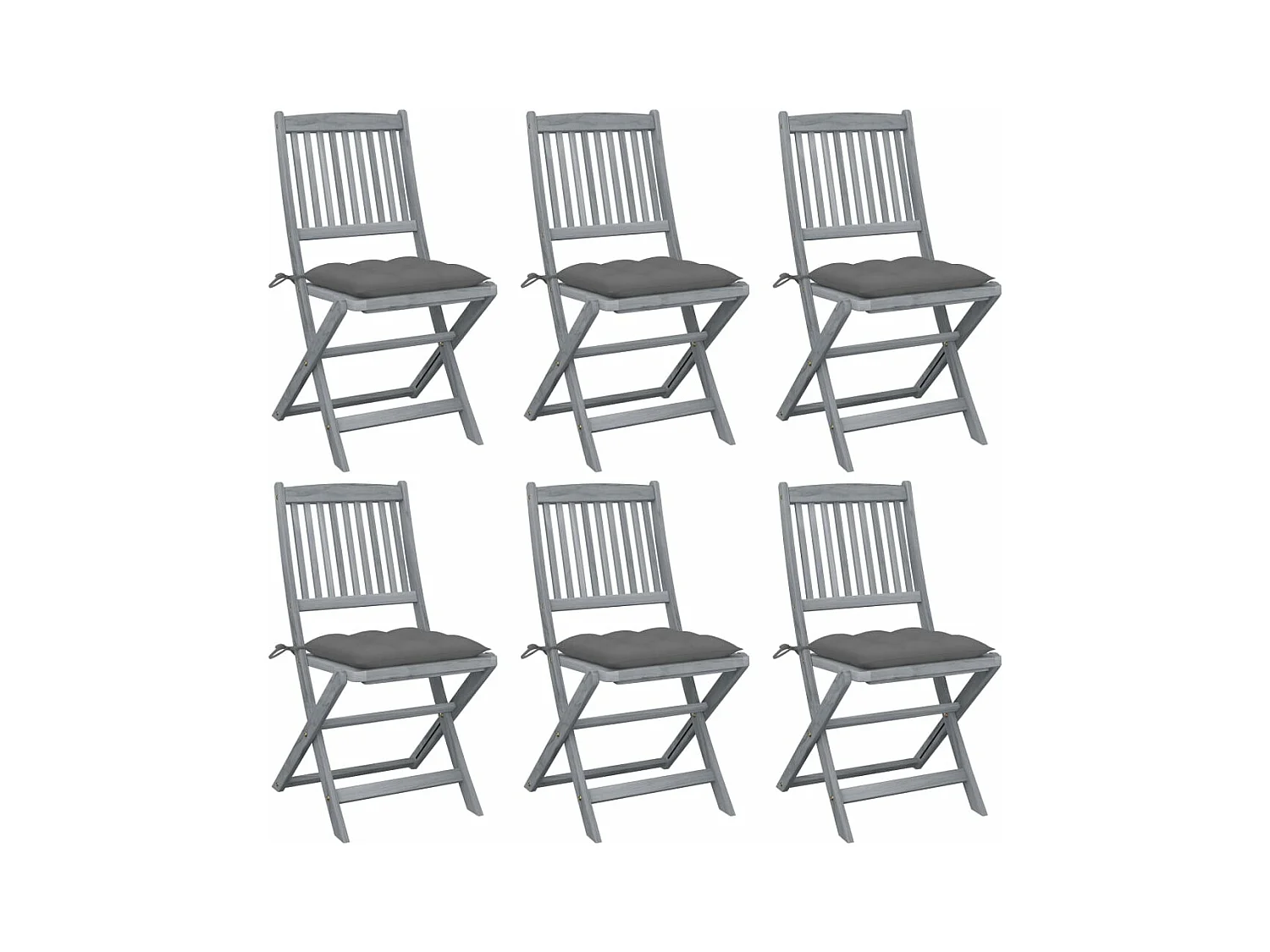 Chaises pliables d'extérieur 6 pcs avec coussins Bois d'acacia
