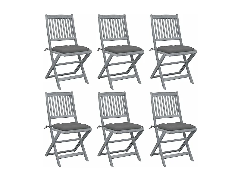 Sillas plegables de exterior 6 piezas con cojines madera de Acacia