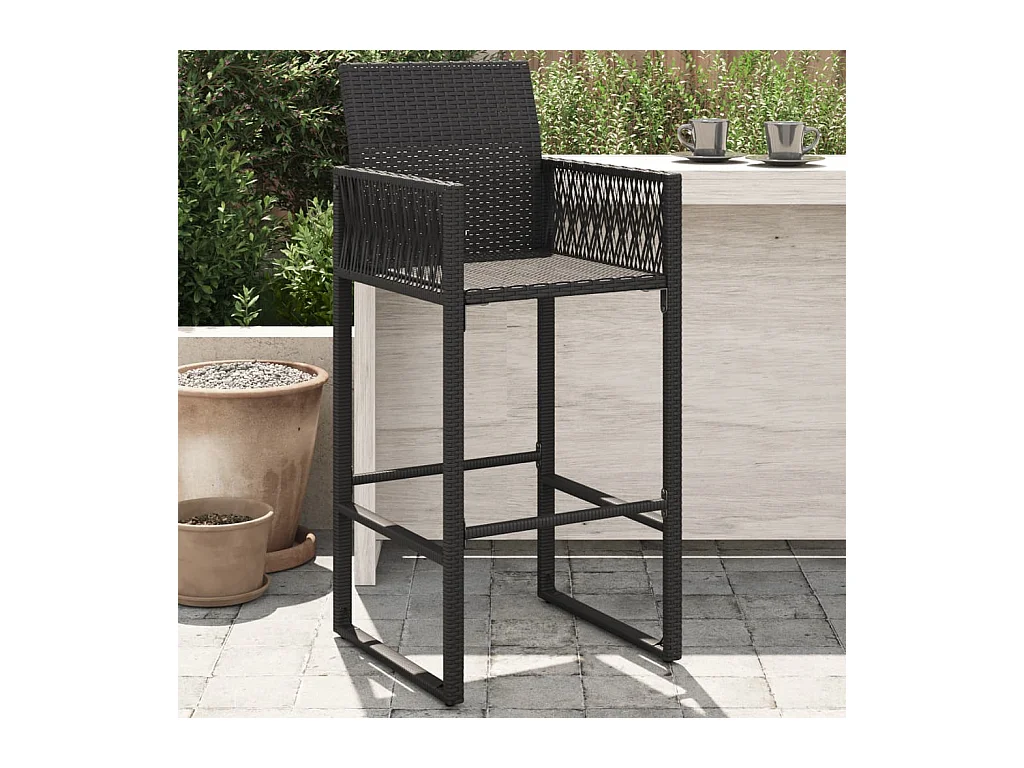 Tabourets de bar de jardin lot de 2 noir résine tressée