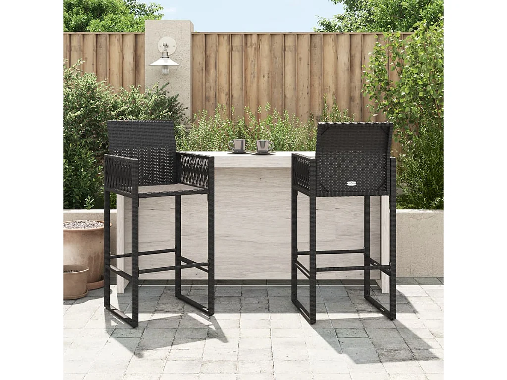 Tabourets de bar de jardin lot de 2 noir résine tressée