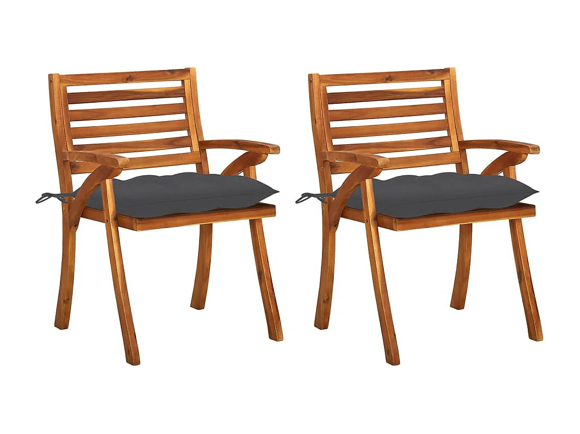 Chaises à dîner de jardin avec coussins 2 pcs Acacia massif