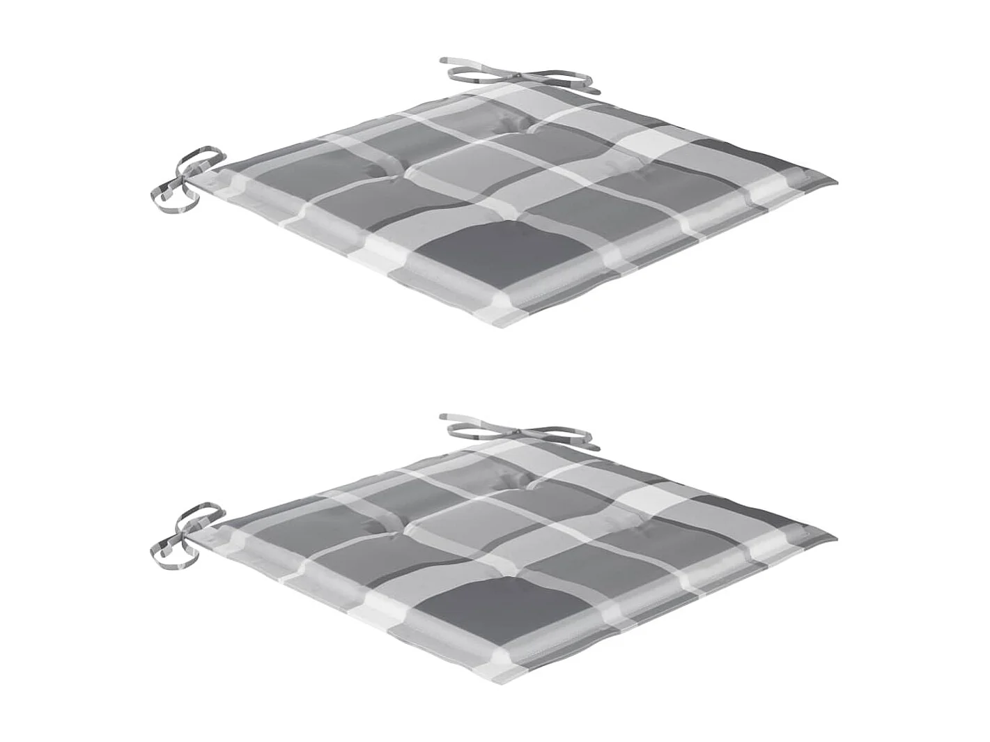 Sillas de jardín 2 piezas con cojines a cuadros gris teca