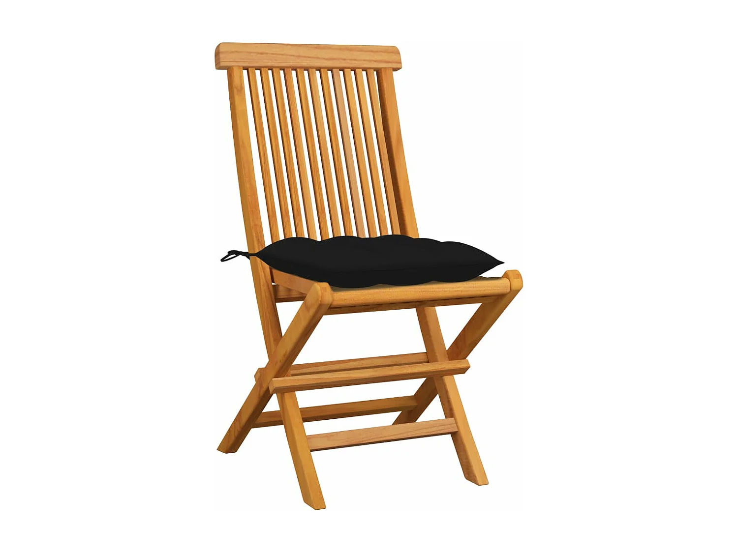 Chaises de jardin avec coussins noir 4 pcs Bois de teck massif