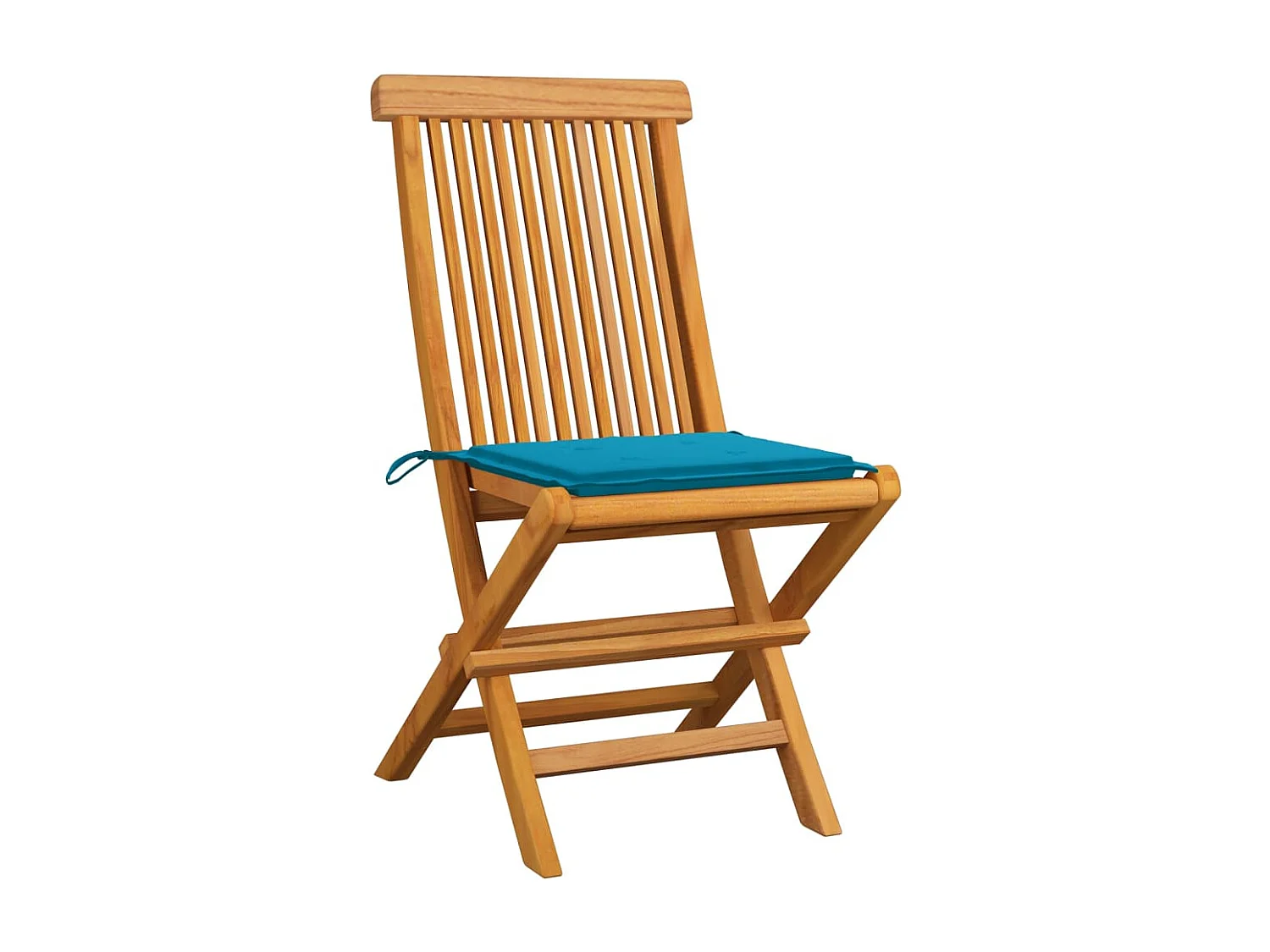 Chaises de jardin avec coussins bleu 6 pcs Bois de teck massif