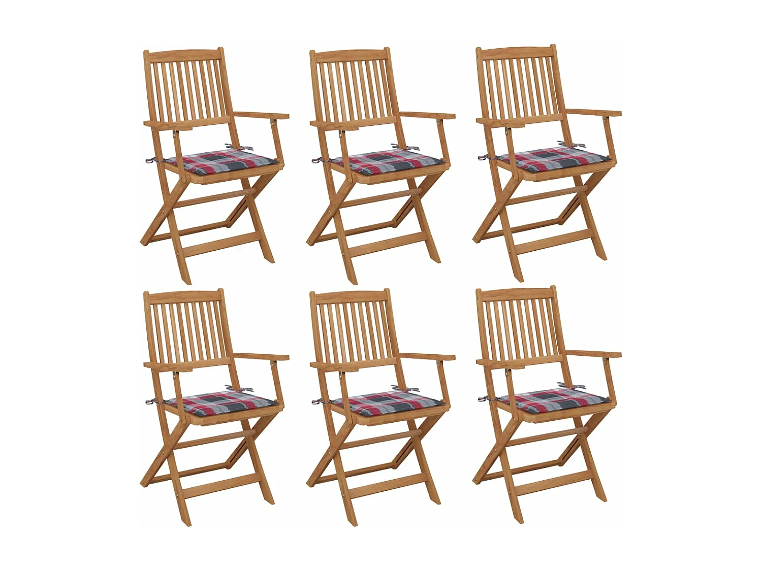 Chaises pliables de jardin 6 pcs avec coussins Bois d'acacia