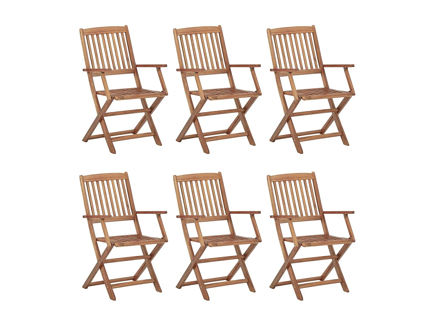 Chaises pliables de jardin 6 pcs avec coussins Bois d'acacia