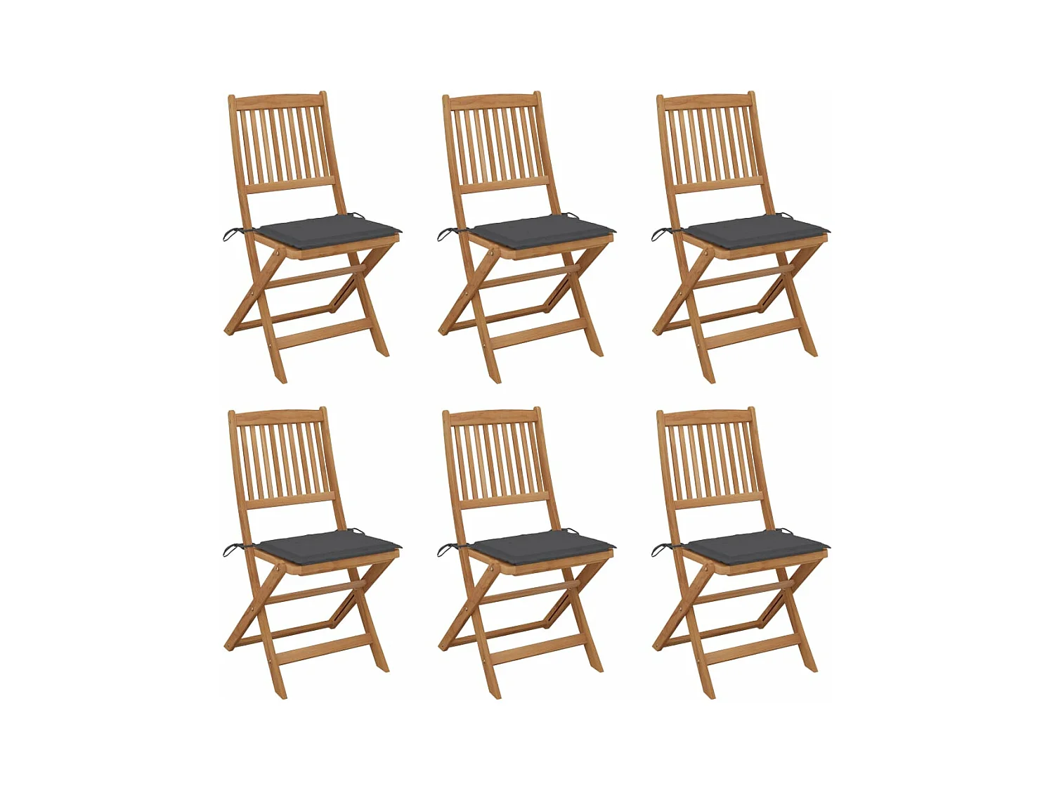 Sedie da giardino pieghevoli 6 pz con cuscini Legno di acacia