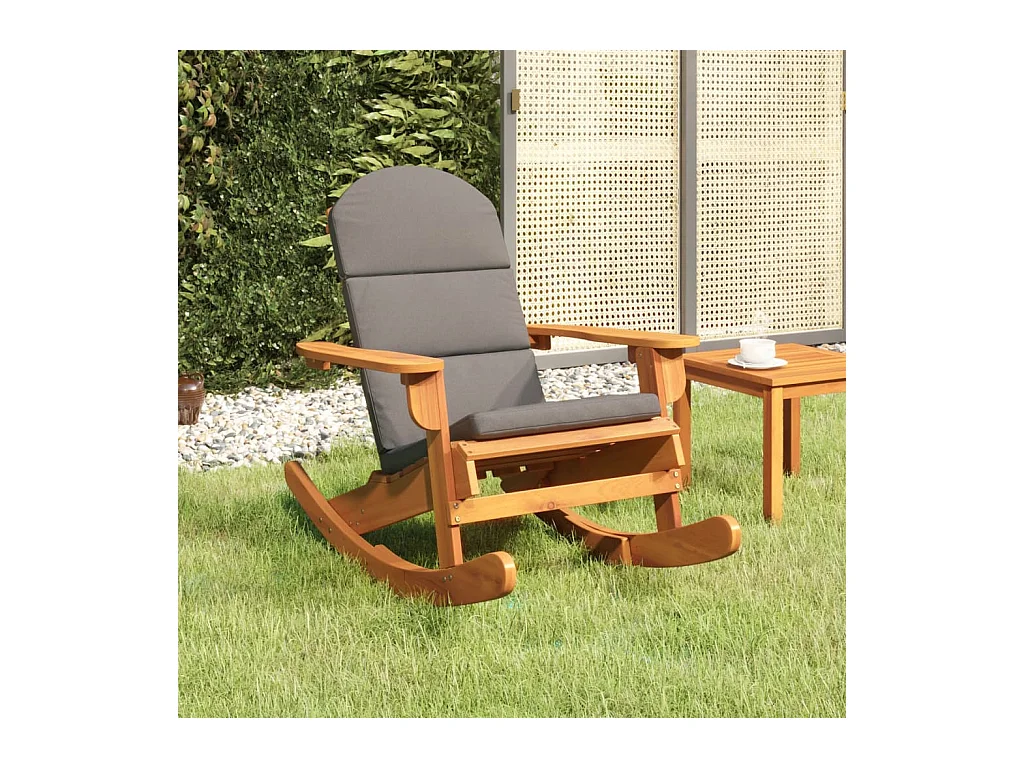 Chaise à bascule Adirondack avec coussins bois massif d'acacia