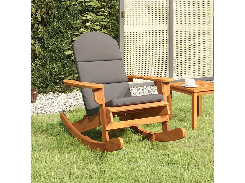 Chaise à bascule Adirondack avec coussins bois massif d'acacia