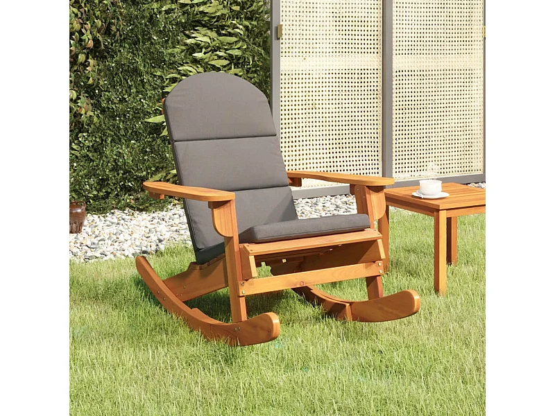 Chaise à bascule Adirondack avec coussins bois massif d'acacia